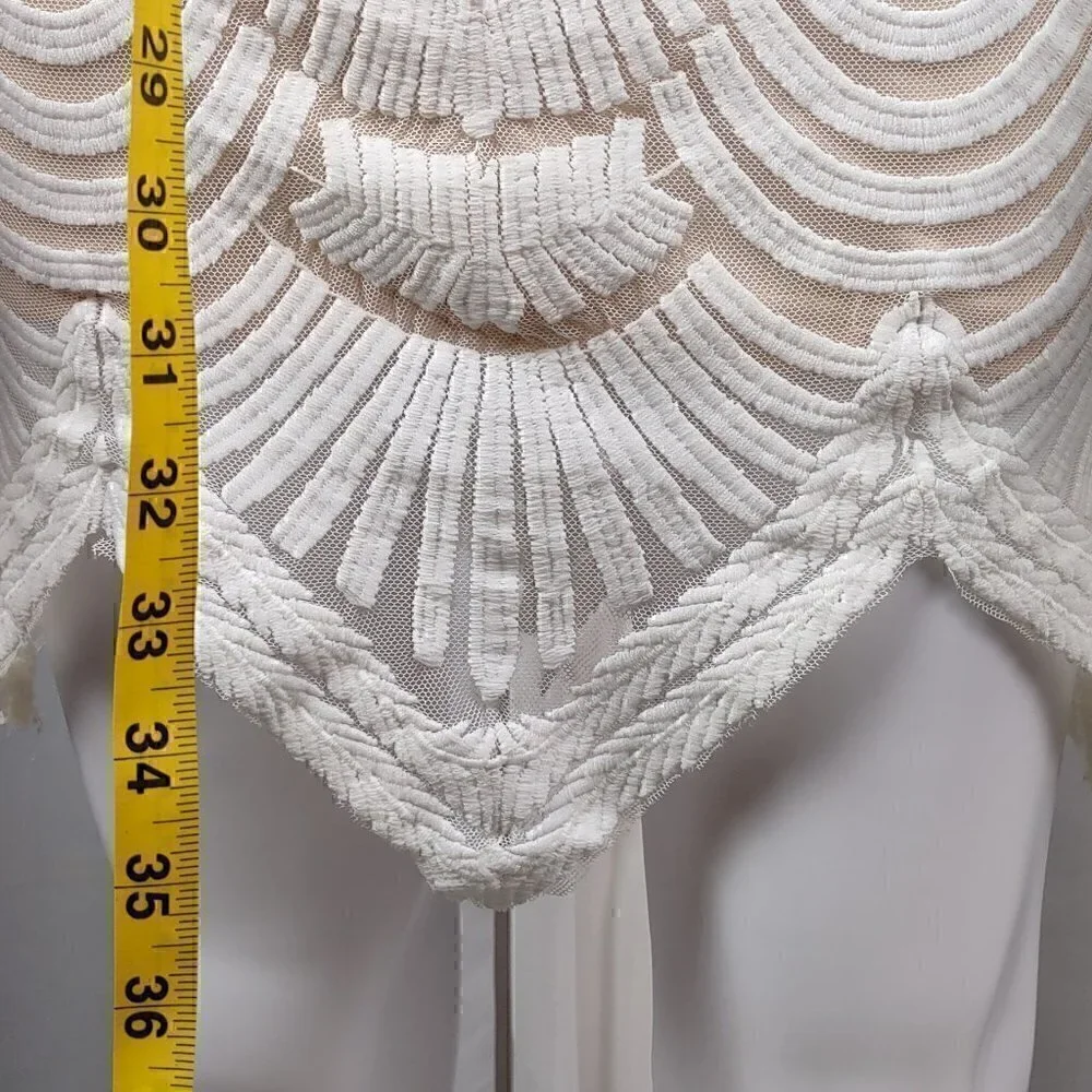 Tea & Cup Cream Bodycon Fitted & Lined Cotton Mini Dress. Size Small - Picture 8 of 13